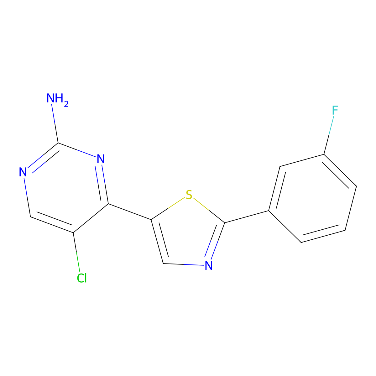 5-Chloro-4-[2-(3-fluorophenyl)-1,3-thiazol-5-yl]-2-pyrimidinamine molecular structure, CAS 1208478-38-9