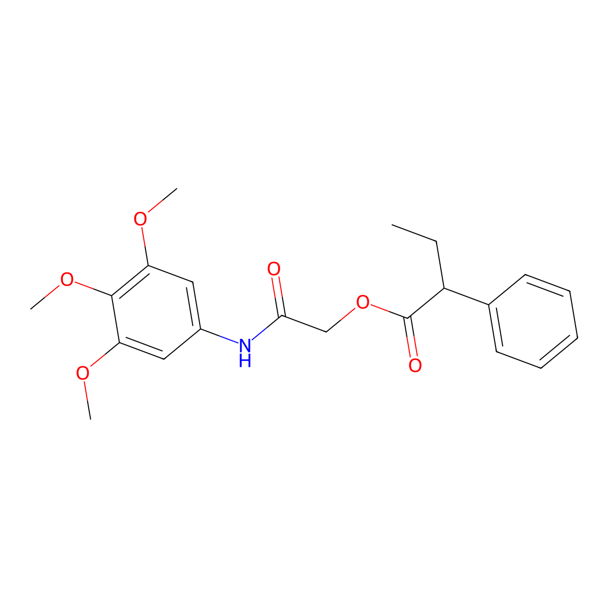 2-Oxo-2-((3,4,5-trimethoxyphenyl)amino)ethyl 2-phenylbutanoate molecular structure, CAS 1208487-14-2