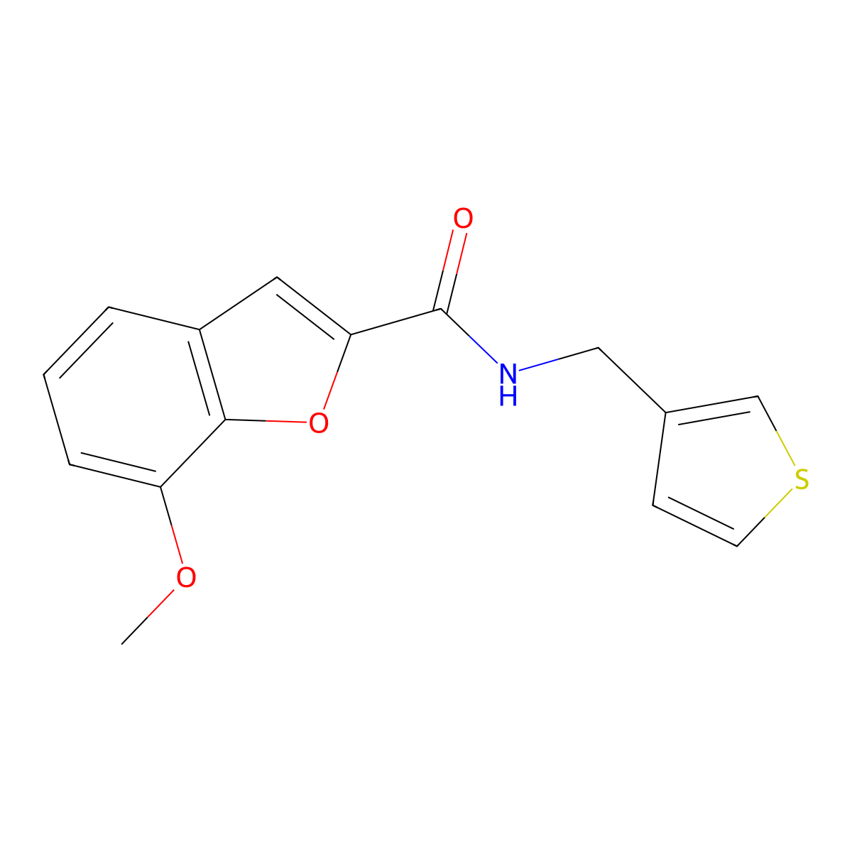 7-methoxy-N-(thiophen-3-ylmethyl)benzofuran-2-carboxamide molecular structure, CAS 1208488-48-5