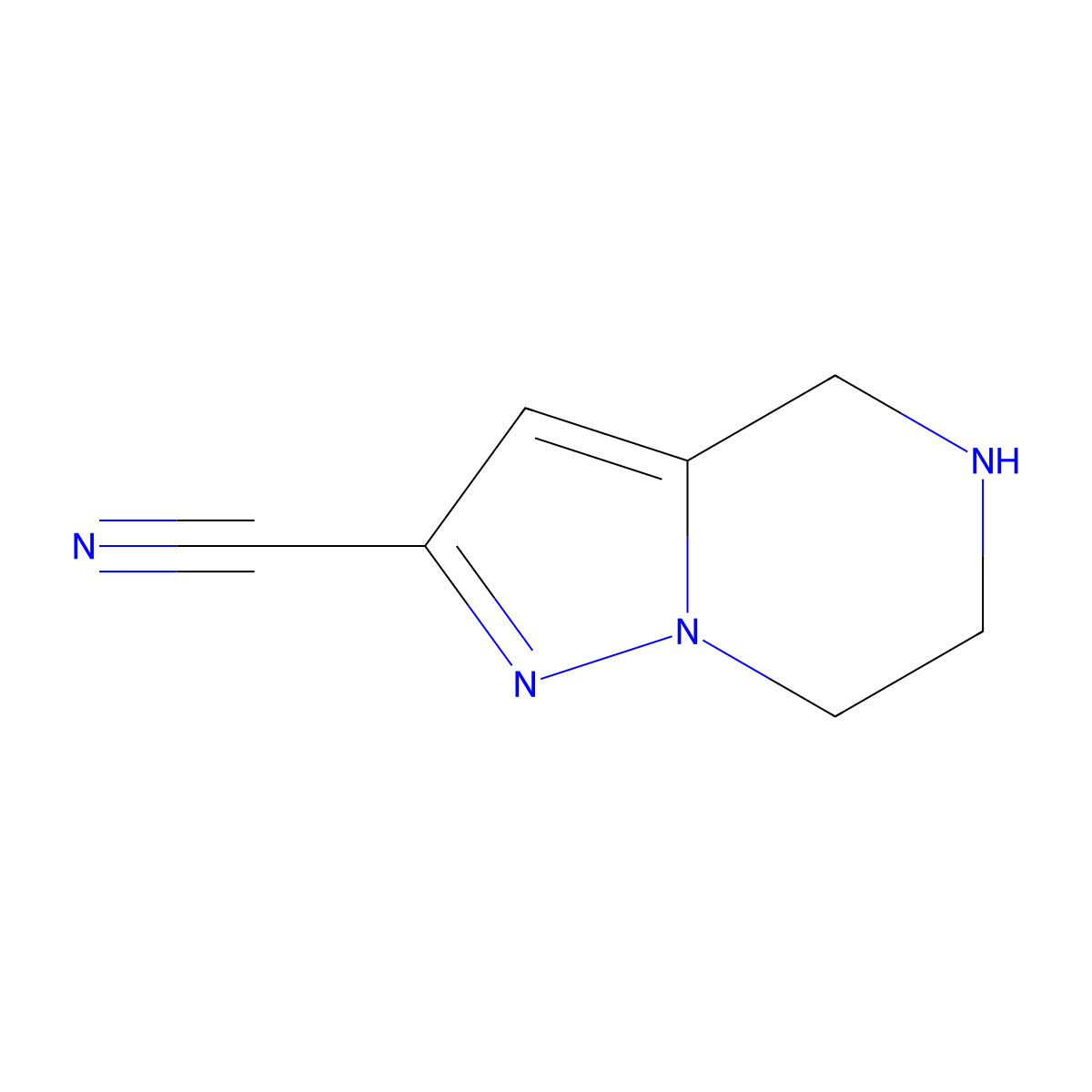 4,5,6,7-Tetrahydropyrazolo[1,5-a]pyrazine-2-carbonitrile molecular structure, CAS 1208491-86-4