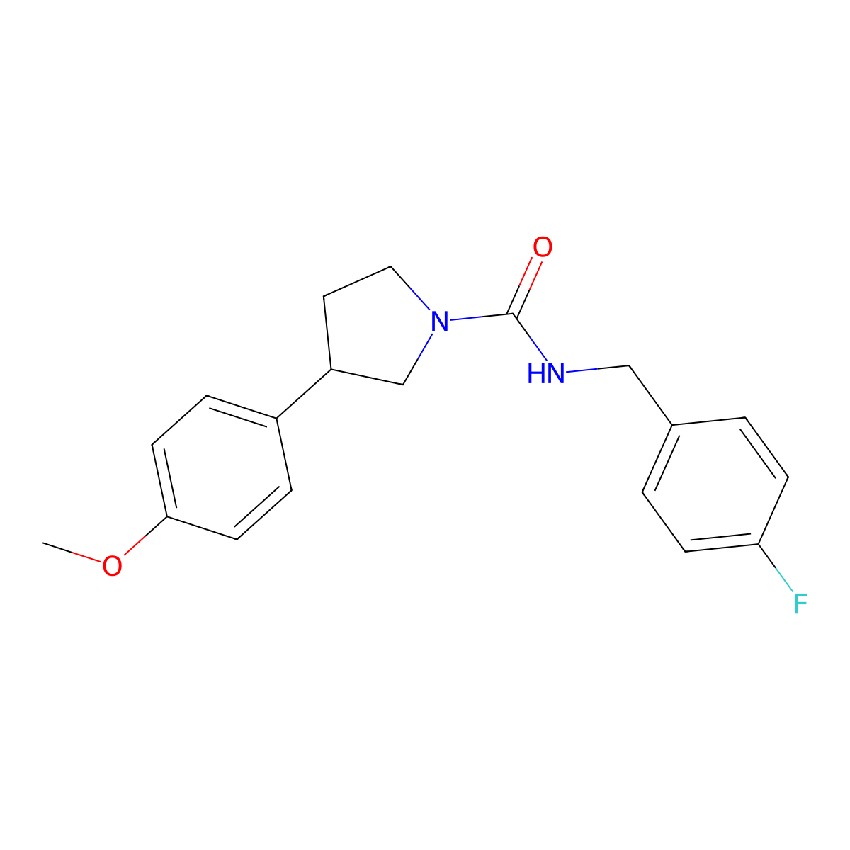 N-[(4-fluorophenyl)methyl]-3-(4-methoxyphenyl)pyrrolidine-1-carboxamide molecular structure, CAS 1208514-23-1