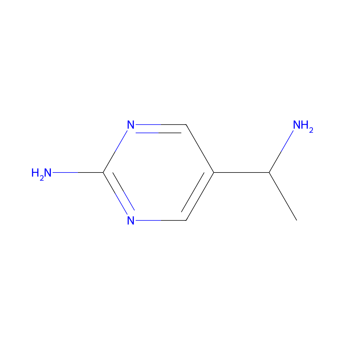 5-(1-Aminoethyl)pyrimidin-2-amine molecular structure, CAS 1208514-29-7