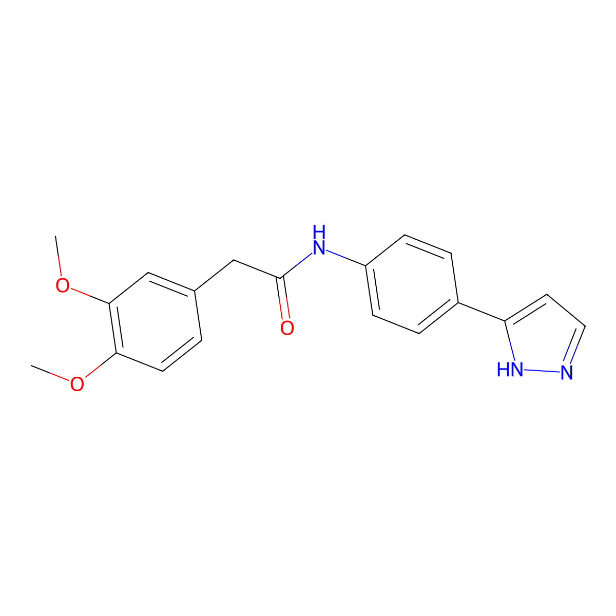 2-(3,4-dimethoxyphenyl)-N-[4-(1H-pyrazol-3-yl)phenyl]acetamide molecular structure, CAS 1208515-37-0
