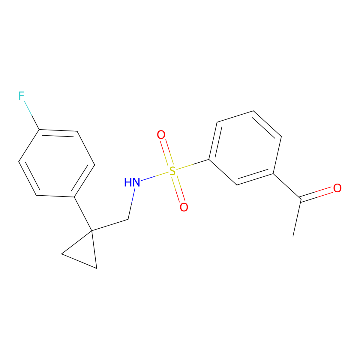 3-acetyl-N-((1-(4-fluorophenyl)cyclopropyl)methyl)benzenesulfonamide molecular structure, CAS 1208517-23-0