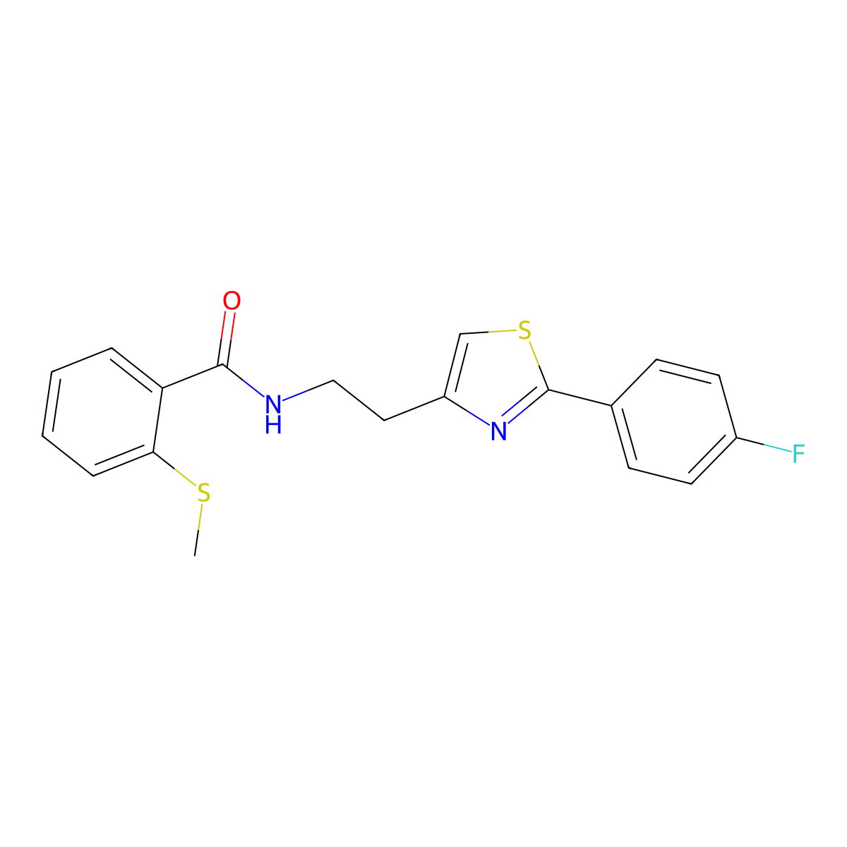N-(2-(2-(4-fluorophenyl)thiazol-4-yl)ethyl)-2-(methylthio)benzamide molecular structure, CAS 1208528-28-2