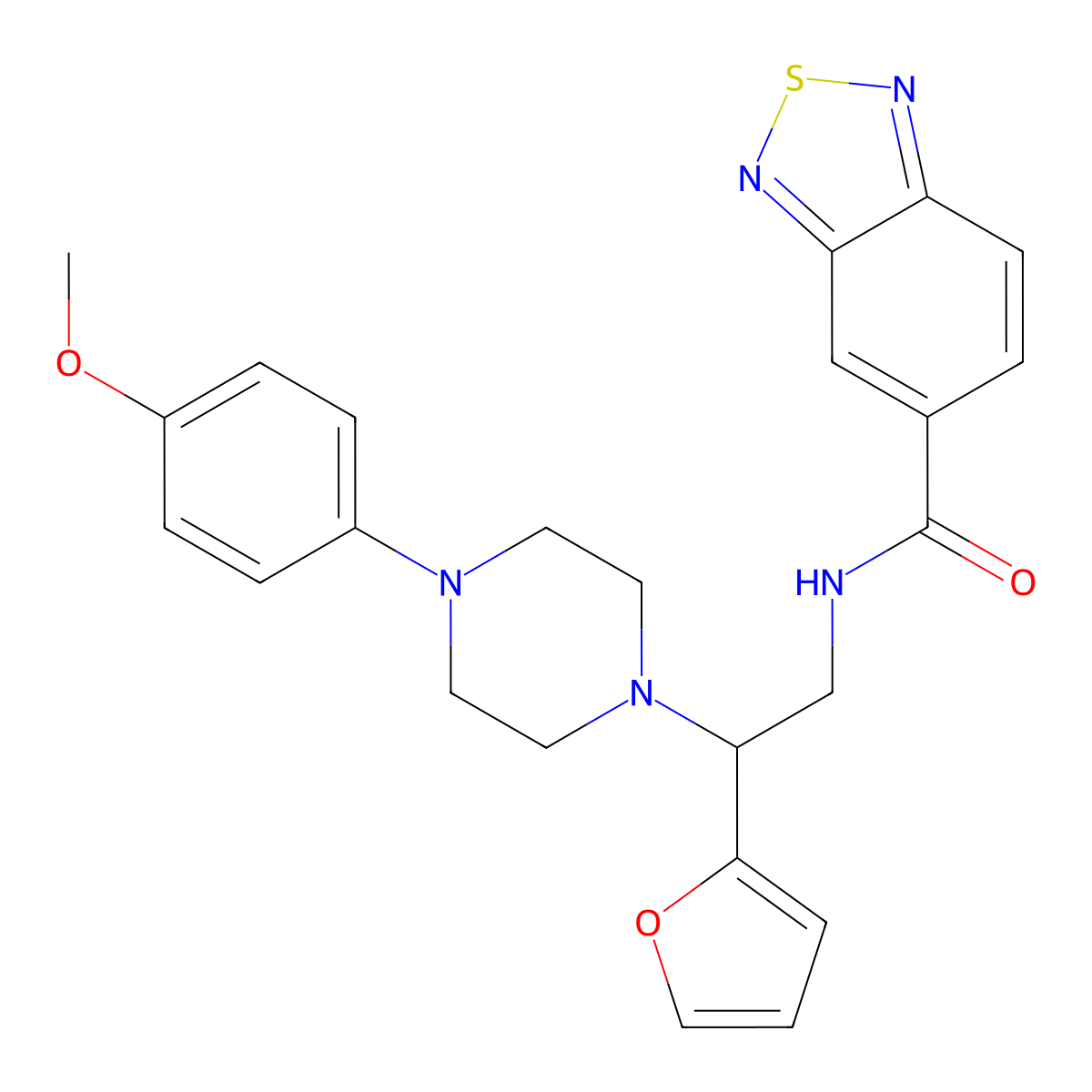 N-(2-(furan-2-yl)-2-(4-(4-methoxyphenyl)piperazin-1-yl)ethyl)benzo[c][1,2,5]thiadiazole-5-carboxamide molecular structure, CAS 1208529-59-2