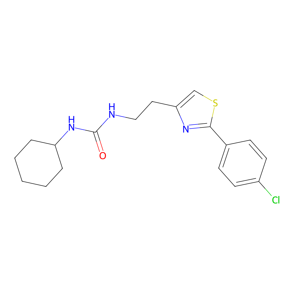 1-[2-[2-(4-Chlorophenyl)-1,3-thiazol-4-yl]ethyl]-3-cyclohexylurea molecular structure, CAS 1208529-82-1
