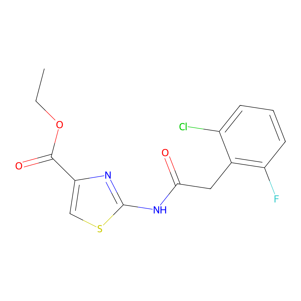 Ethyl 2-{[(2-chloro-6-fluorophenyl)acetyl]amino}-1,3-thiazole-4-carboxylate molecular structure, CAS 1208530-16-8