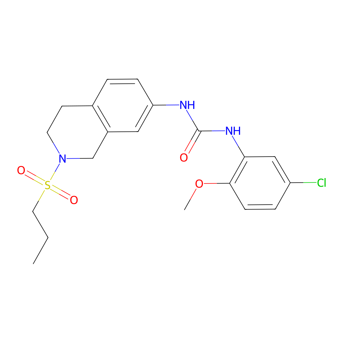 1-(5-Chloro-2-methoxyphenyl)-3-(2-(propylsulfonyl)-1,2,3,4-tetrahydroisoquinolin-7-yl)urea molecular structure, CAS 1208531-83-2