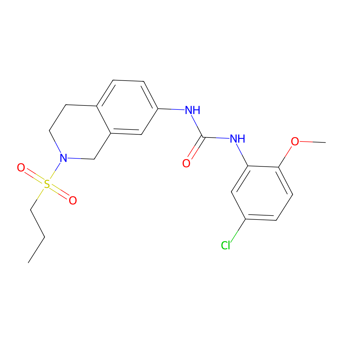 1-(5-Chloro-2-methoxyphenyl)-3-(2-(propylsulfonyl)-1,2,3,4-tetrahydroisoquinolin-7-yl)urea molecular structure, CAS 1208531-83-2