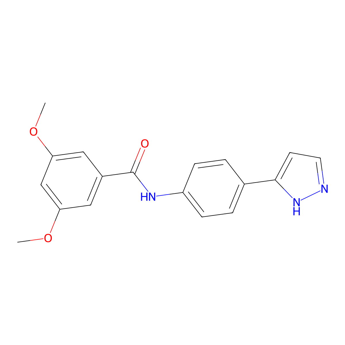3,5-dimethoxy-N-[4-(1H-pyrazol-3-yl)phenyl]benzamide molecular structure, CAS 1208537-35-2
