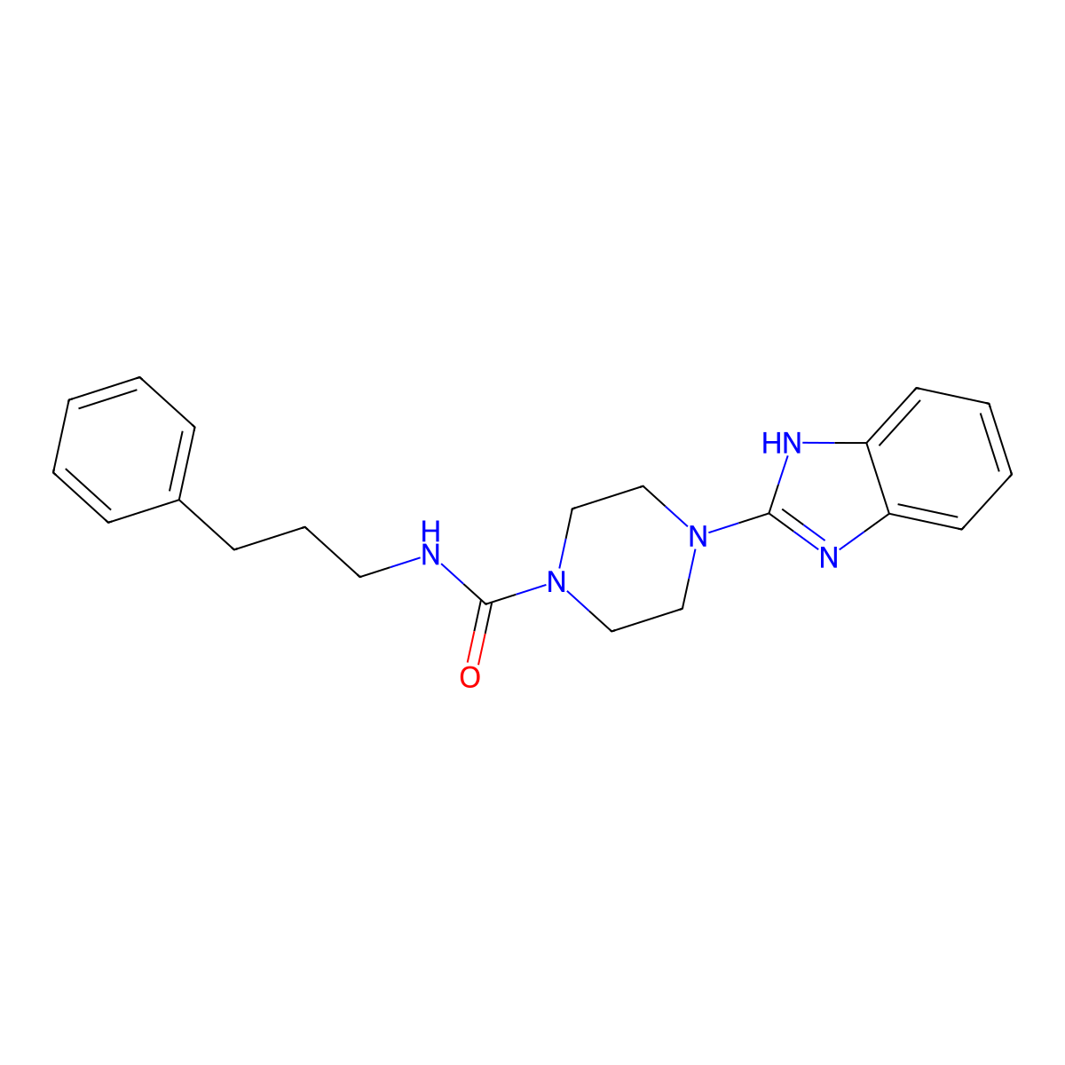 4-(1H-benzo[d]imidazol-2-yl)-N-(3-phenylpropyl)piperazine-1-carboxamide molecular structure, CAS 1208538-80-0