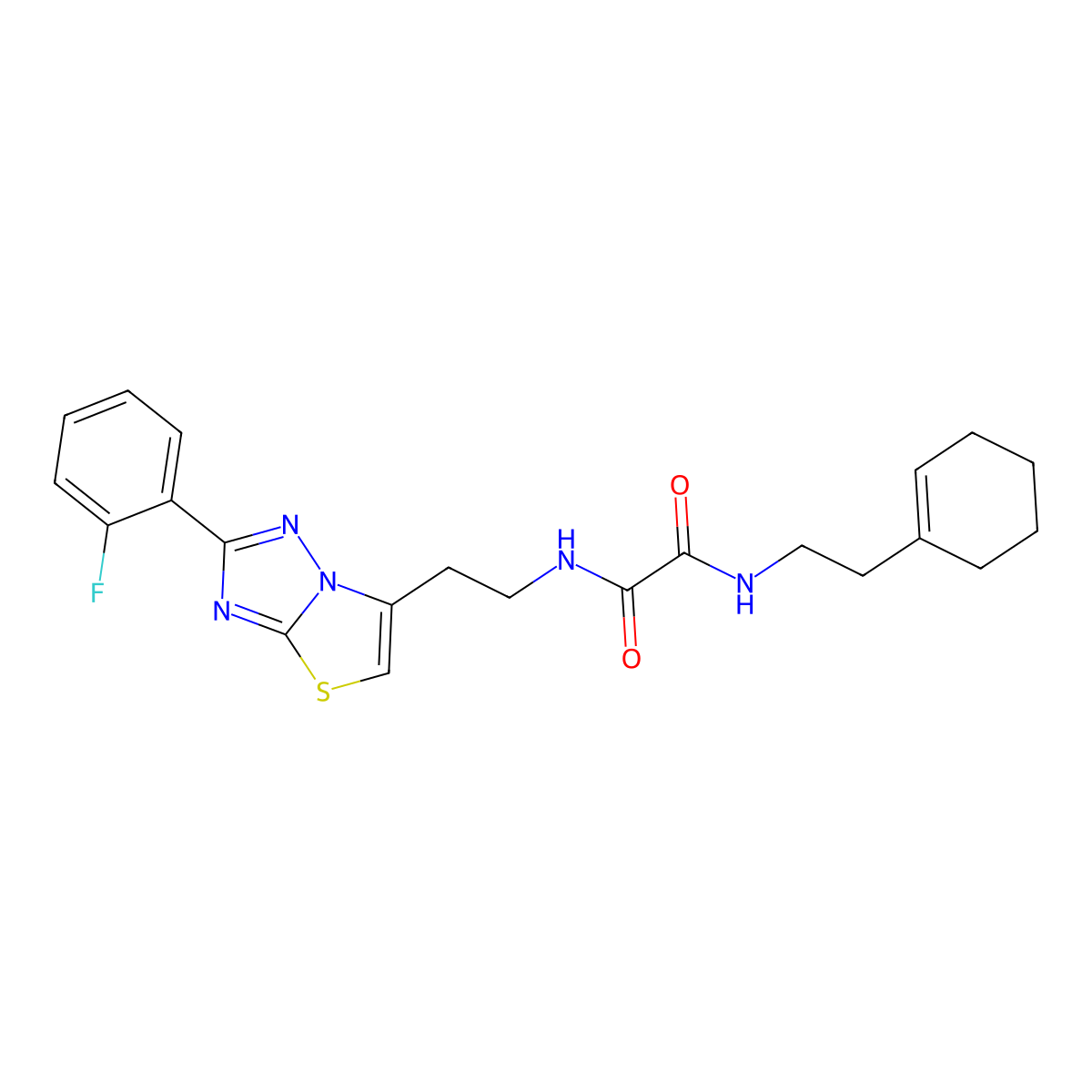 N1-(2-(cyclohex-1-en-1-yl)ethyl)-N2-(2-(2-(2-fluorophenyl)thiazolo[3,2-b][1,2,4]triazol-6-yl)ethyl)oxalamide molecular structure, CAS 1208541-30-3