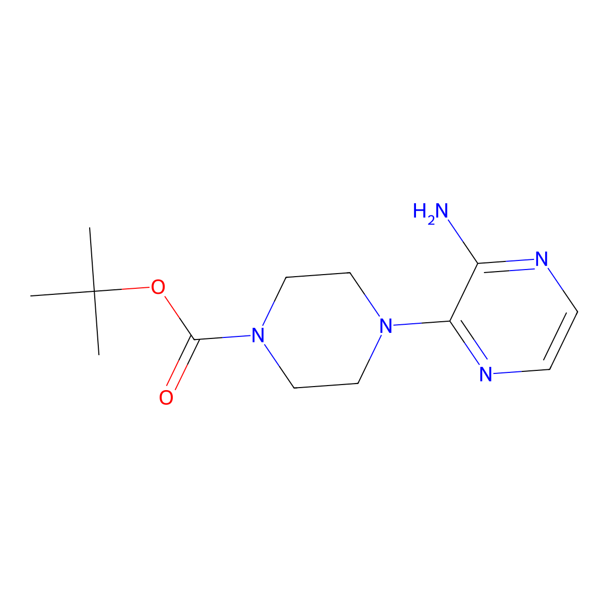 Tert-butyl 4-(3-aminopyrazin-2-yl)piperazine-1-carboxylate molecular structure, CAS 1208542-95-3
