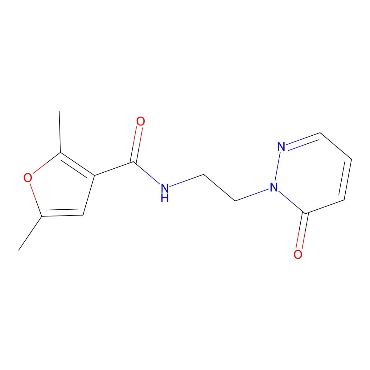2,5-dimethyl-N-(2-(6-oxopyridazin-1(6H)-yl)ethyl)furan-3-carboxamide molecular structure, CAS 1208546-46-6