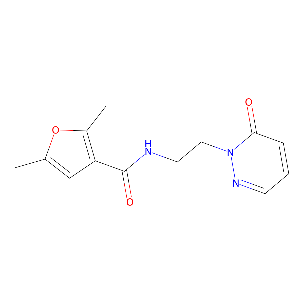 2,5-dimethyl-N-(2-(6-oxopyridazin-1(6H)-yl)ethyl)furan-3-carboxamide molecular structure, CAS 1208546-46-6