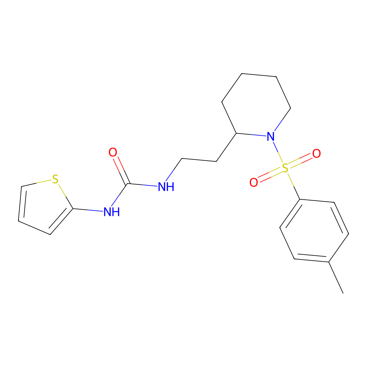 1-(Thiophen-2-yl)-3-(2-(1-tosylpiperidin-2-yl)ethyl)urea molecular structure, CAS 1208548-41-7