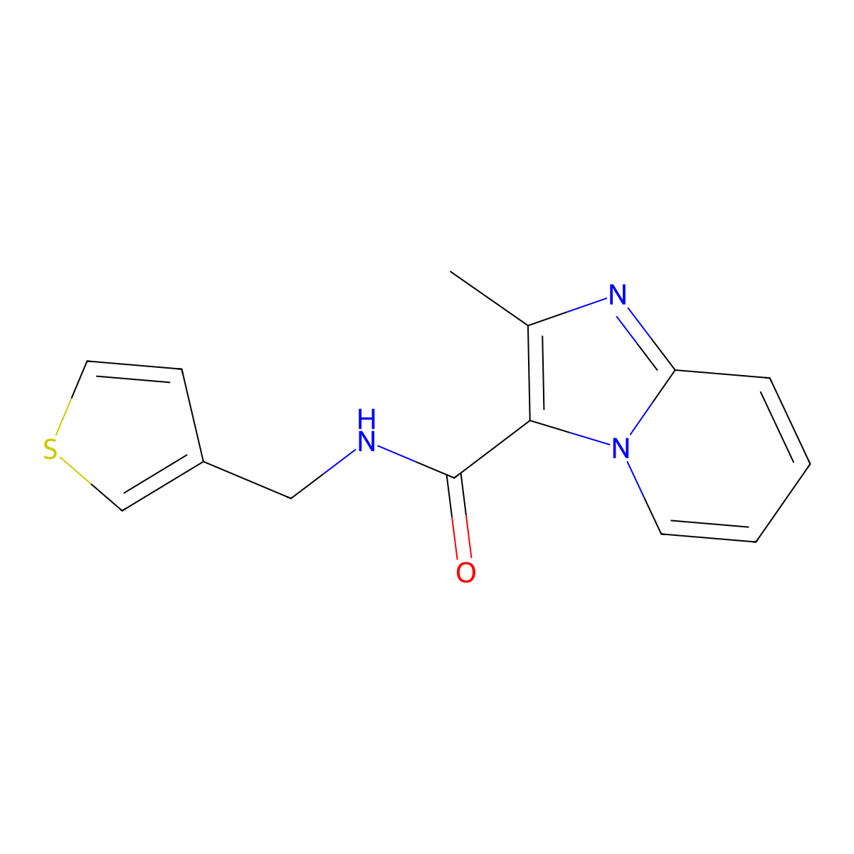 2-methyl-N-(thiophen-3-ylmethyl)imidazo[1,2-a]pyridine-3-carboxamide molecular structure, CAS 1208548-58-6