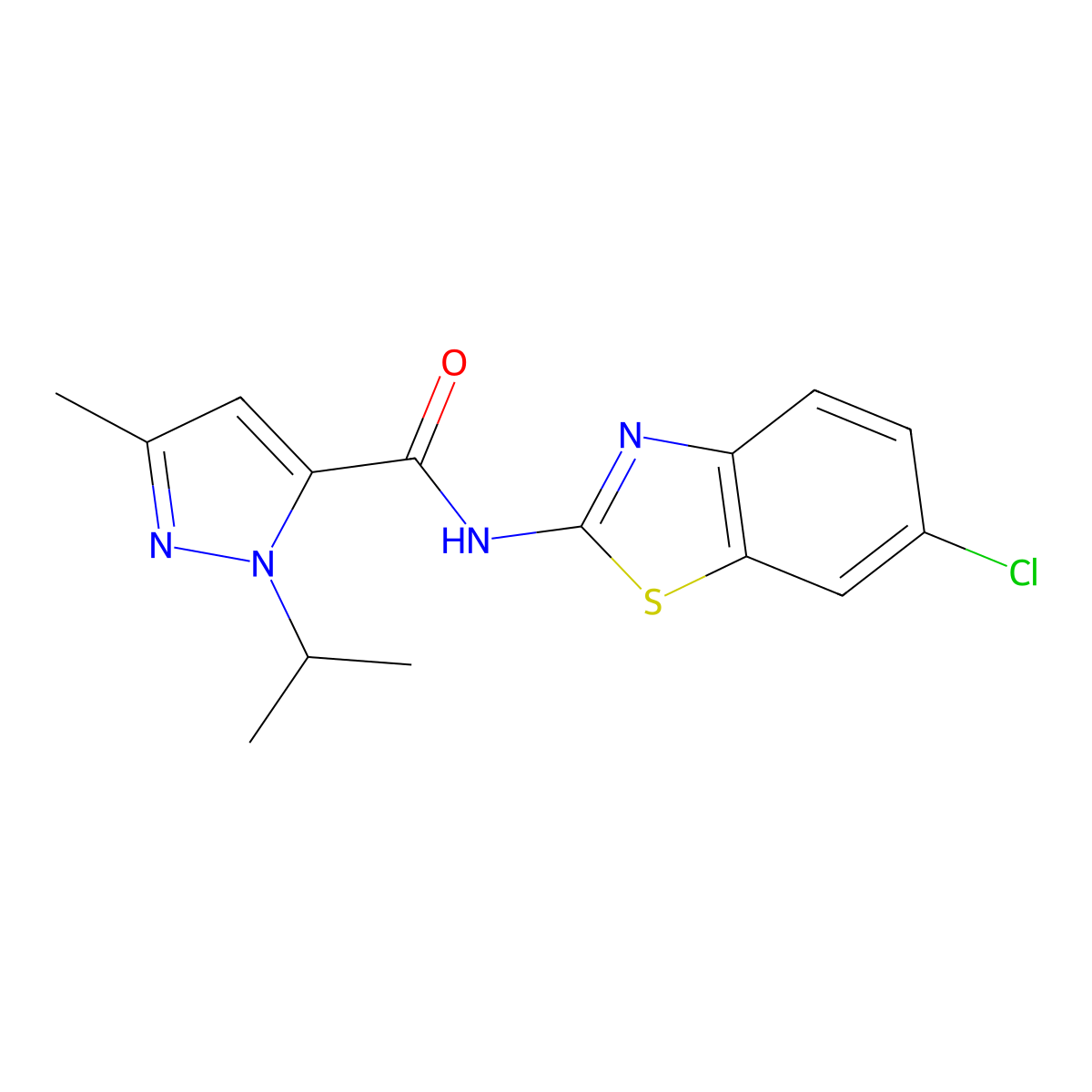 N-(6-chlorobenzo[d]thiazol-2-yl)-1-isopropyl-3-methyl-1H-pyrazole-5-carboxamide molecular structure, CAS 1208548-92-8