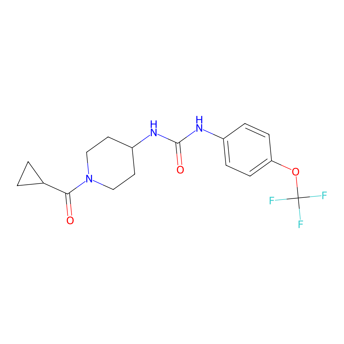 1-(1-(Cyclopropanecarbonyl)piperidin-4-yl)-3-(4-(trifluoromethoxy)phenyl)urea molecular structure, CAS 1208549-68-1