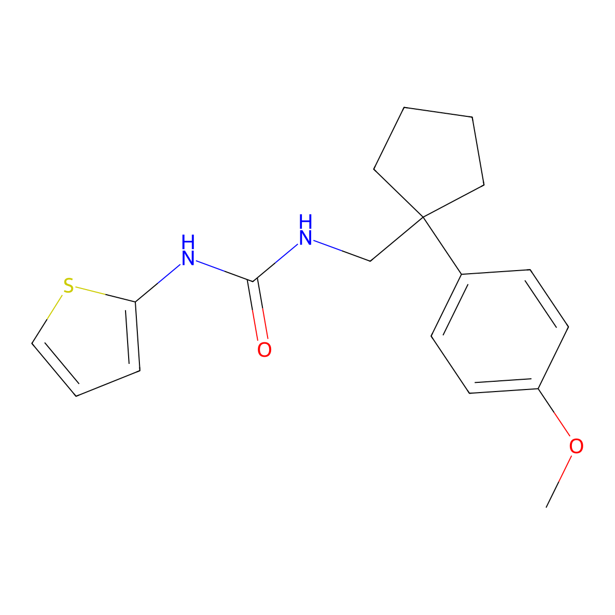 1-((1-(4-Methoxyphenyl)cyclopentyl)methyl)-3-(thiophen-2-yl)urea molecular structure, CAS 1208551-30-7