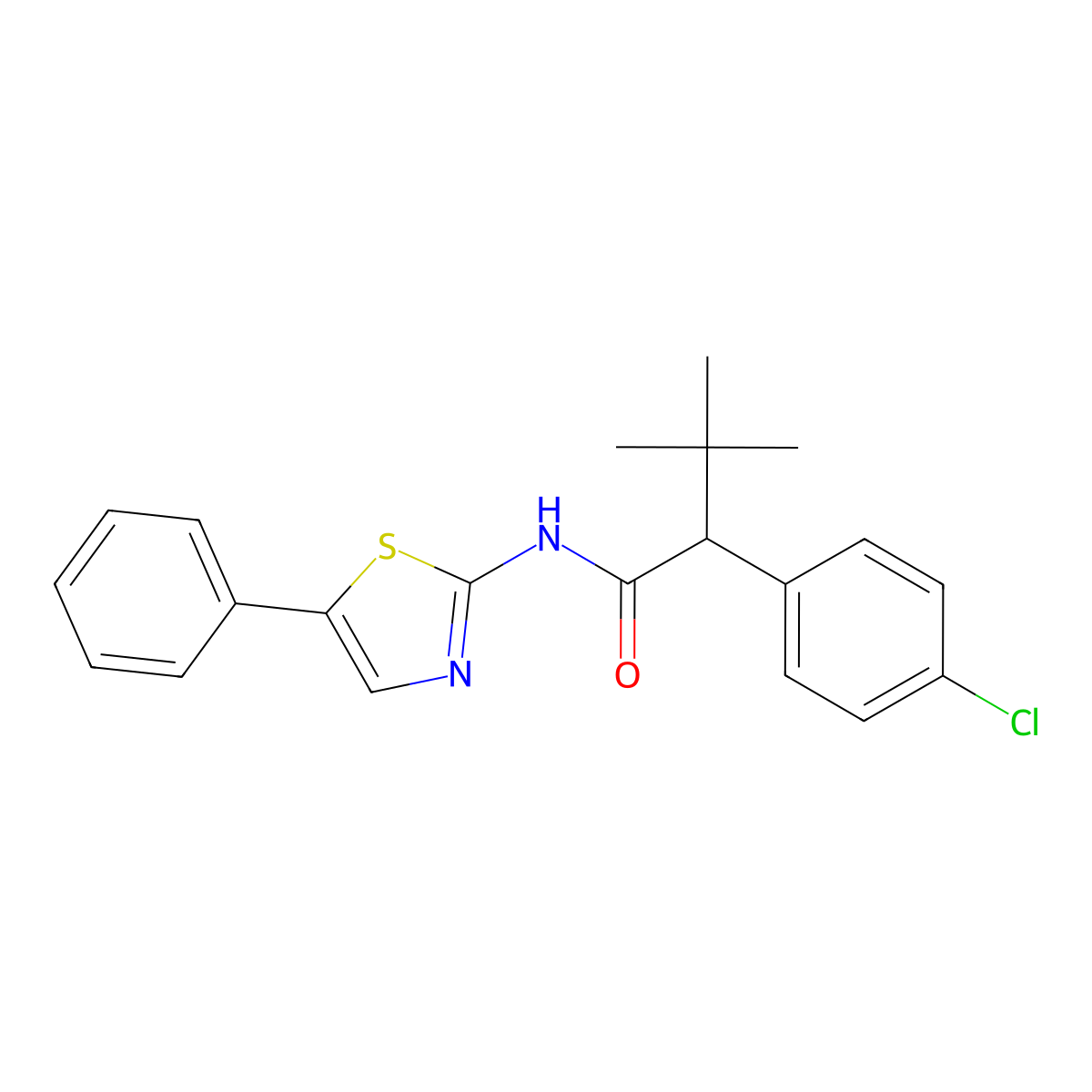 (2S)-2-(4-chlorophenyl)-3,3-dimethyl-N-(5-phenyl-1,3-thiazol-2-yl)butanamide molecular structure, CAS 1208552-99-1