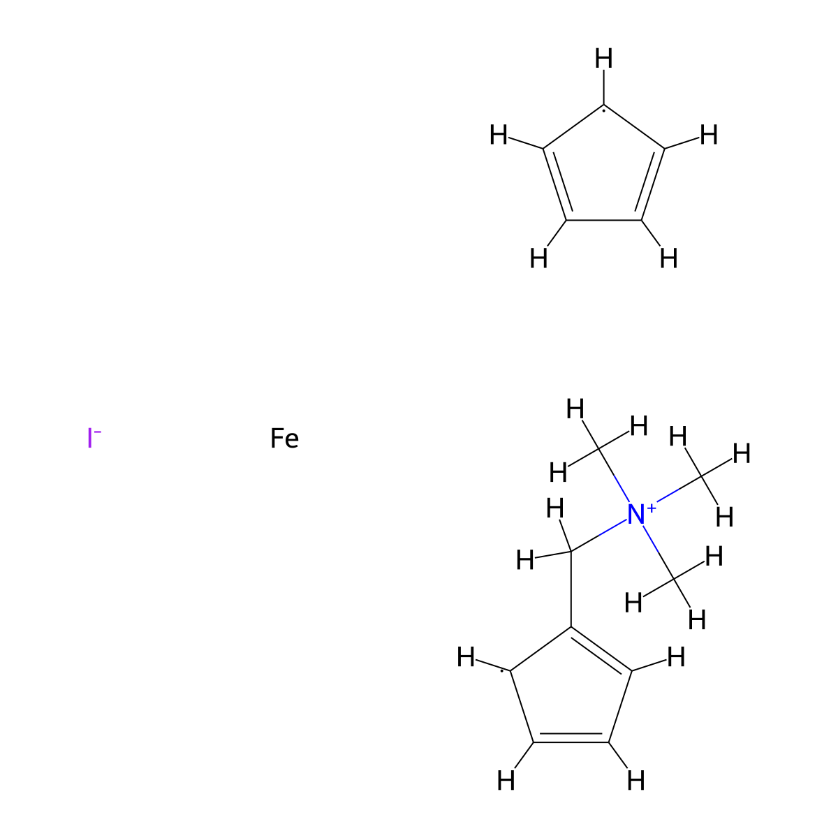N,N-Dimethylaminomethylferrocene methiodide molecular structure, CAS 12086-40-7
