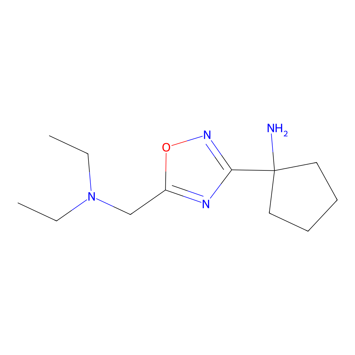 1-{5-[(Diethylamino)methyl]-1,2,4-oxadiazol-3-YL}cyclopentan-1-amine molecular structure, CAS 1208611-88-4