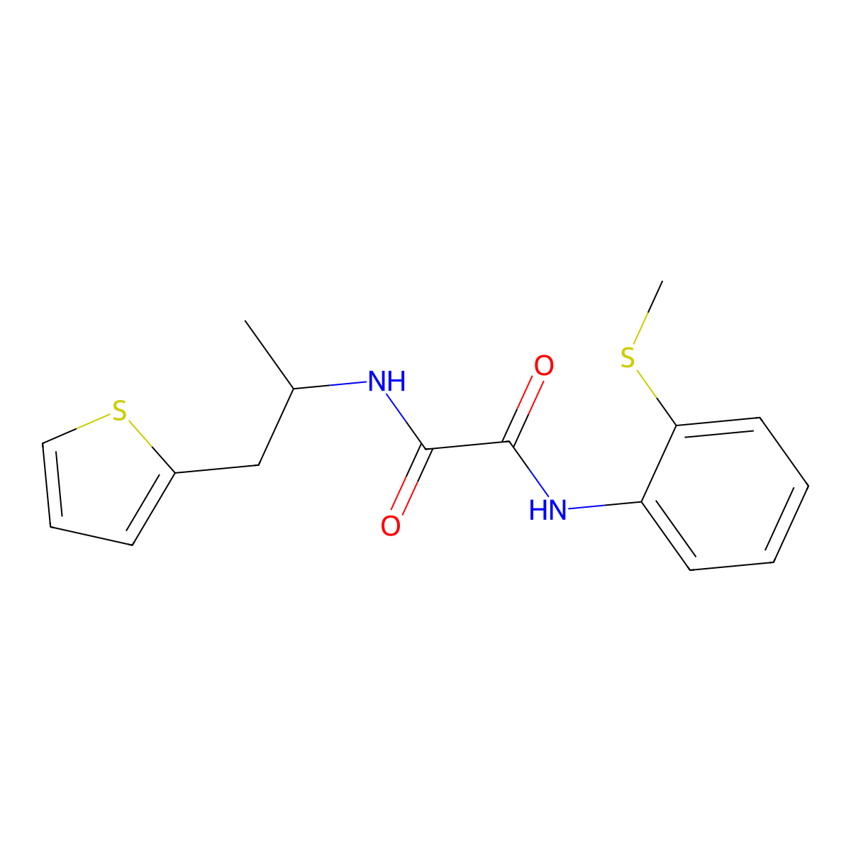 N1-(2-(methylthio)phenyl)-N2-(1-(thiophen-2-yl)propan-2-yl)oxalamide molecular structure, CAS 1208619-43-5