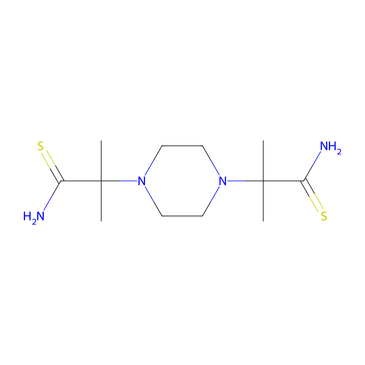 2-[4-(1-Carbamothioyl-1-methylethyl)piperazin-1-yl]-2-methylpropanethioamide molecular structure, CAS 1208621-12-8