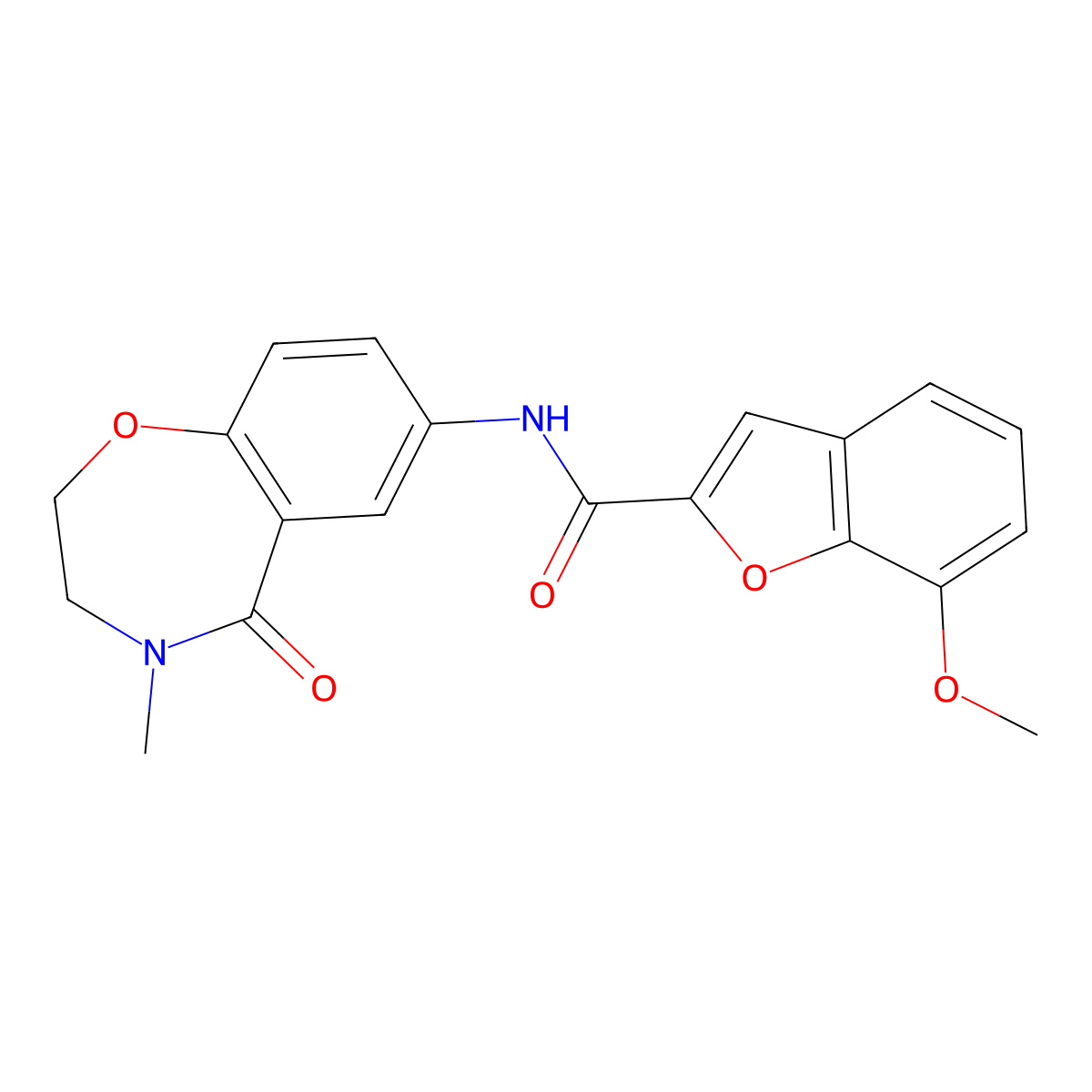 7-methoxy-N-(4-methyl-5-oxo-2,3,4,5-tetrahydrobenzo[f][1,4]oxazepin-7-yl)benzofuran-2-carboxamide molecular structure, CAS 1208624-72-9