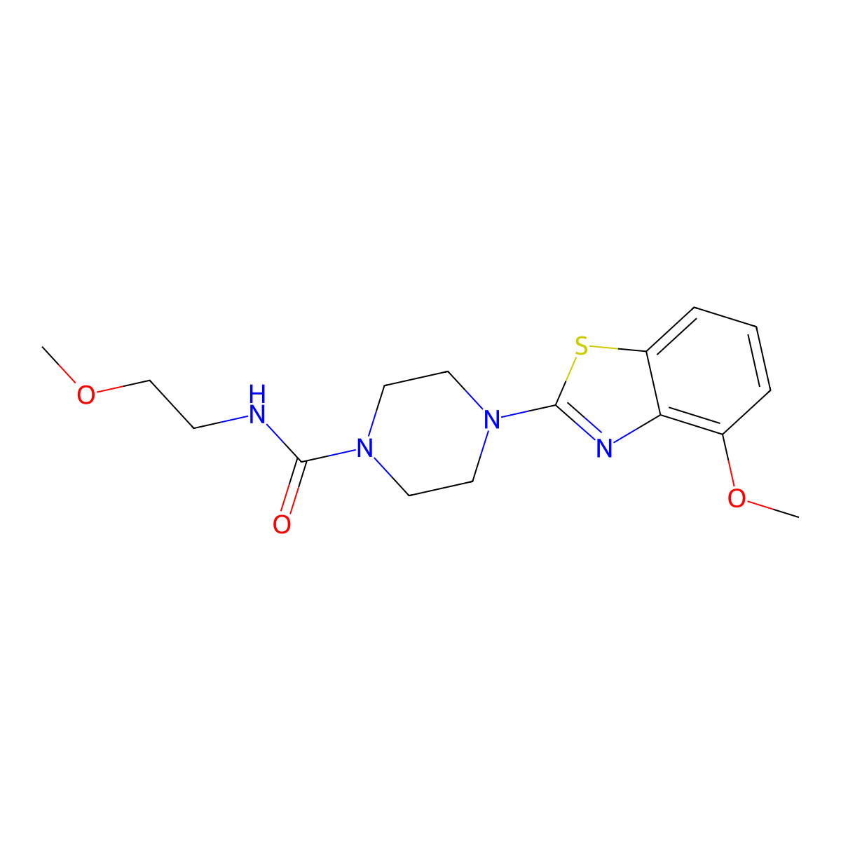 4-(4-methoxybenzo[d]thiazol-2-yl)-N-(2-methoxyethyl)piperazine-1-carboxamide molecular structure, CAS 1208628-37-8