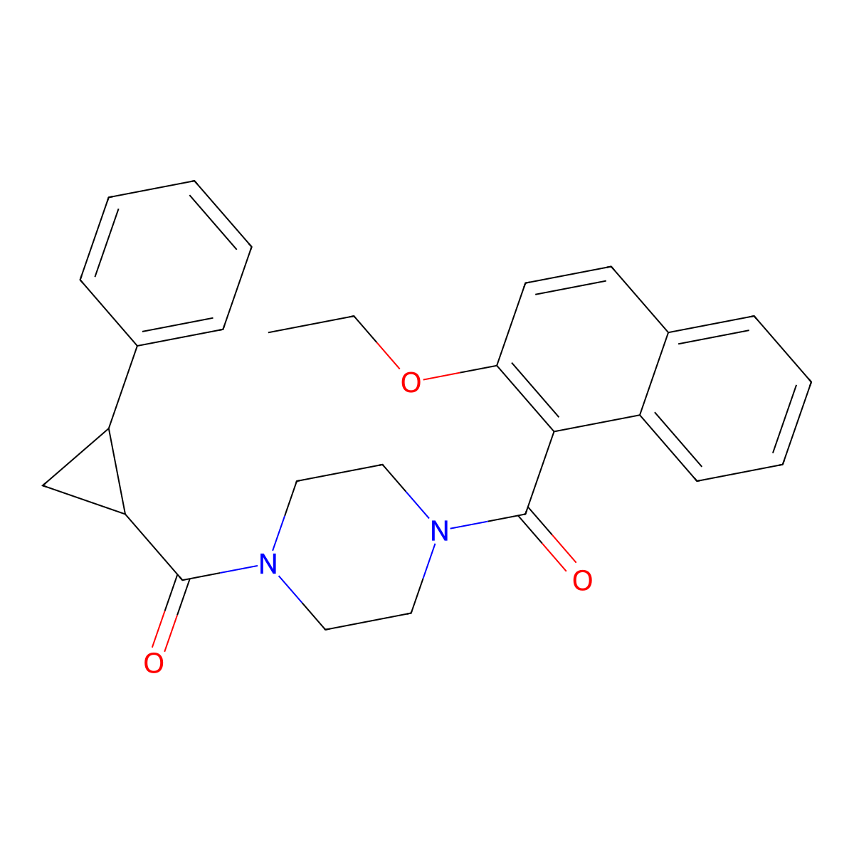(4-(2-Ethoxy-1-naphthoyl)piperazin-1-yl)(2-phenylcyclopropyl)methanone molecular structure, CAS 1208630-37-8