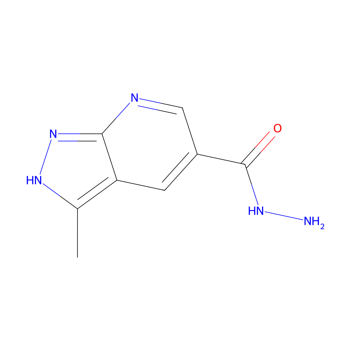 3-methyl-7H-pyrazolo[3,4-b]pyridine-5-carbohydrazide molecular structure, CAS 1208632-34-1