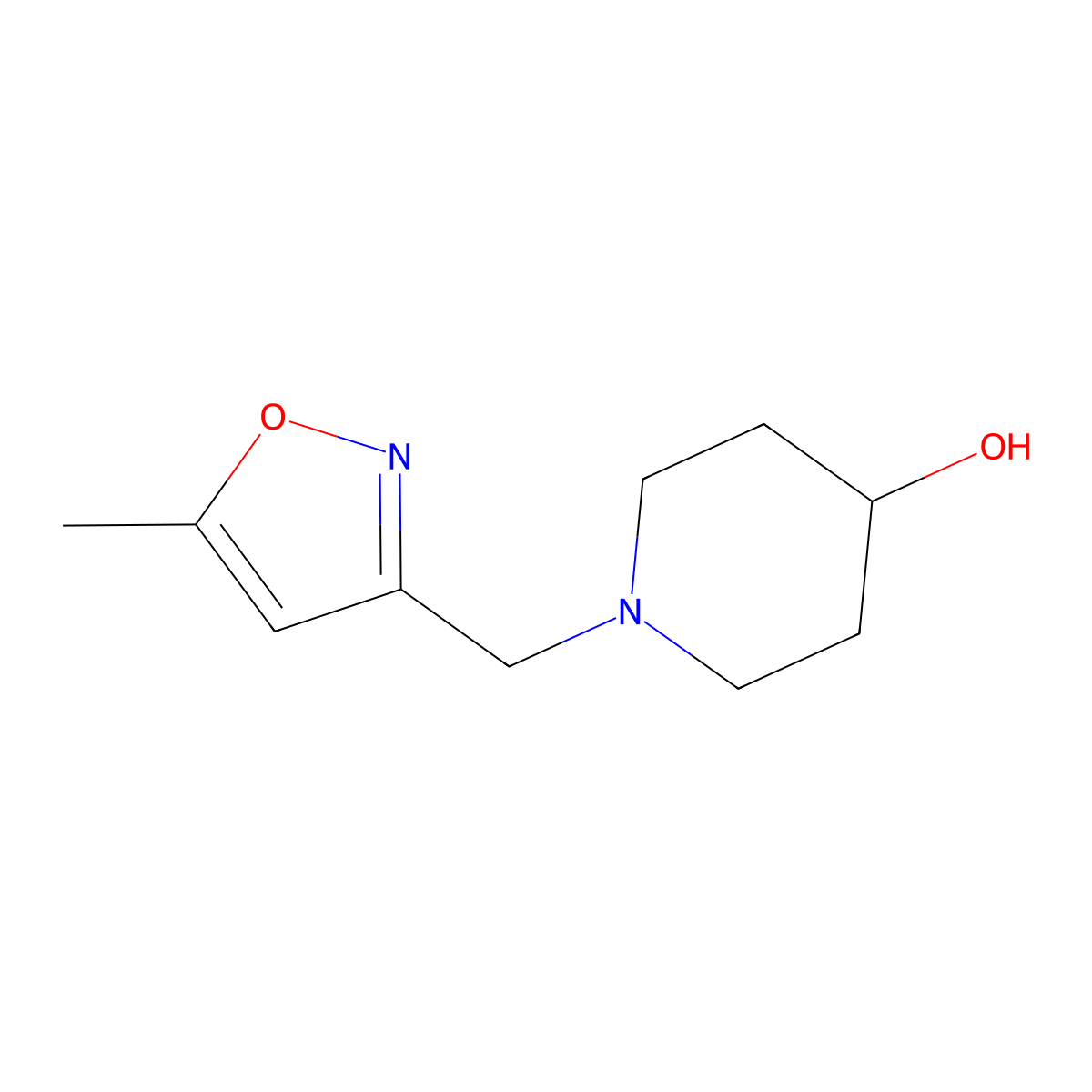 1-[(5-Methyl-1,2-oxazol-3-yl)methyl]piperidin-4-ol molecular structure, CAS 1208632-68-1