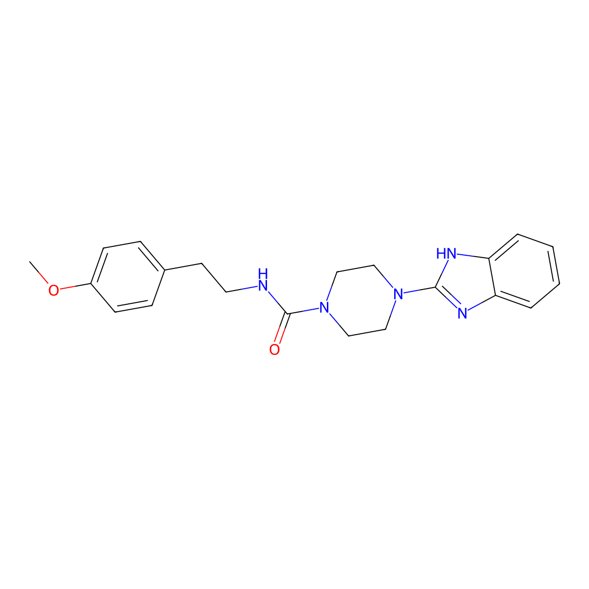 4-(1H-benzo[d]imidazol-2-yl)-N-(4-methoxyphenethyl)piperazine-1-carboxamide molecular structure, CAS 1208637-82-4