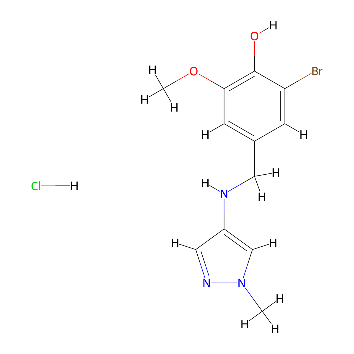 2-bromo-6-methoxy-4-{[(1-methyl-1H-pyrazol-4-yl)amino]methyl}phenol hydrochloride molecular structure, CAS 1208639-77-3