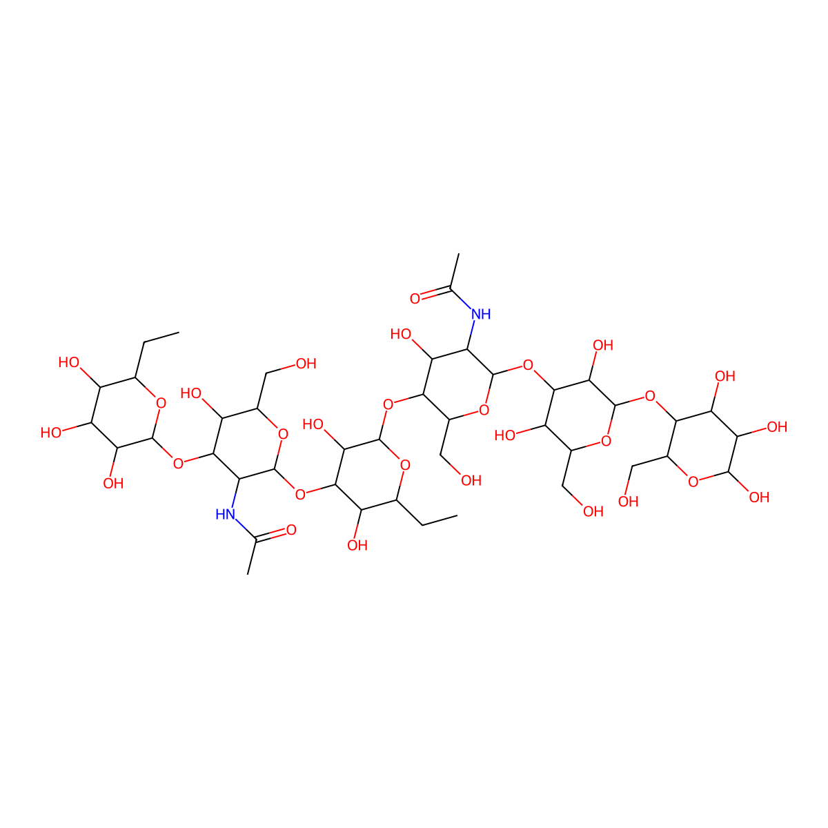 6,7-deoxy-Hept(?1-3)HexNAc(?1-3)6,7-deoxy-Hept(?1-4)HexNAc(?1-3)Hex(?1-4)Hex molecular structure, CAS 120864-60-0