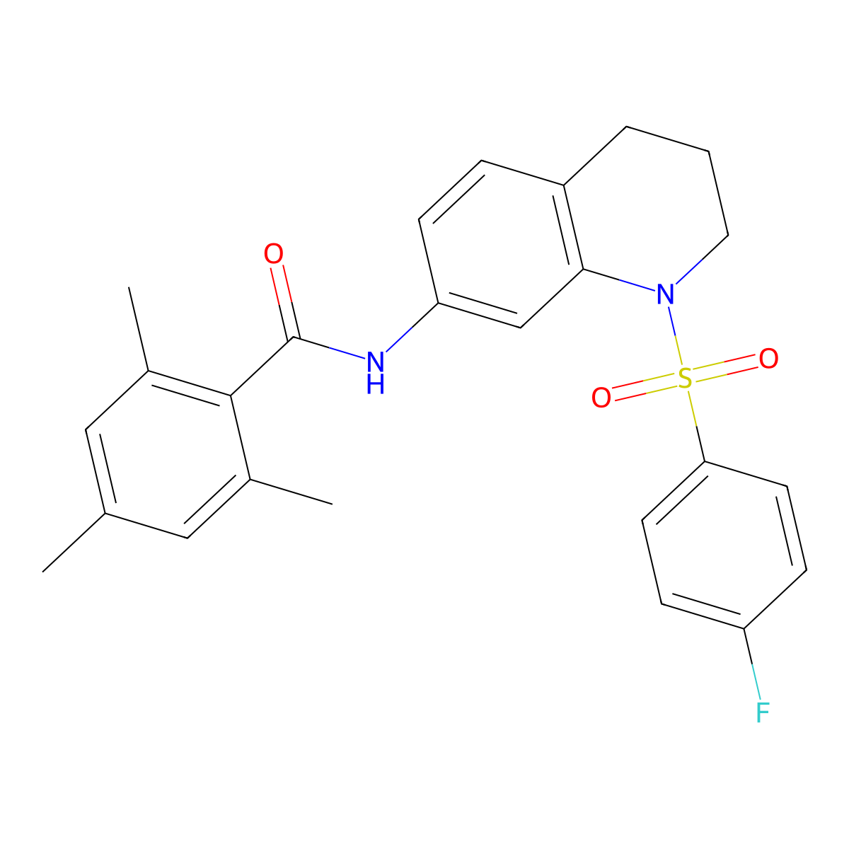 N-(1-((4-fluorophenyl)sulfonyl)-1,2,3,4-tetrahydroquinolin-7-yl)-2,4,6-trimethylbenzamide molecular structure, CAS 1208641-36-4