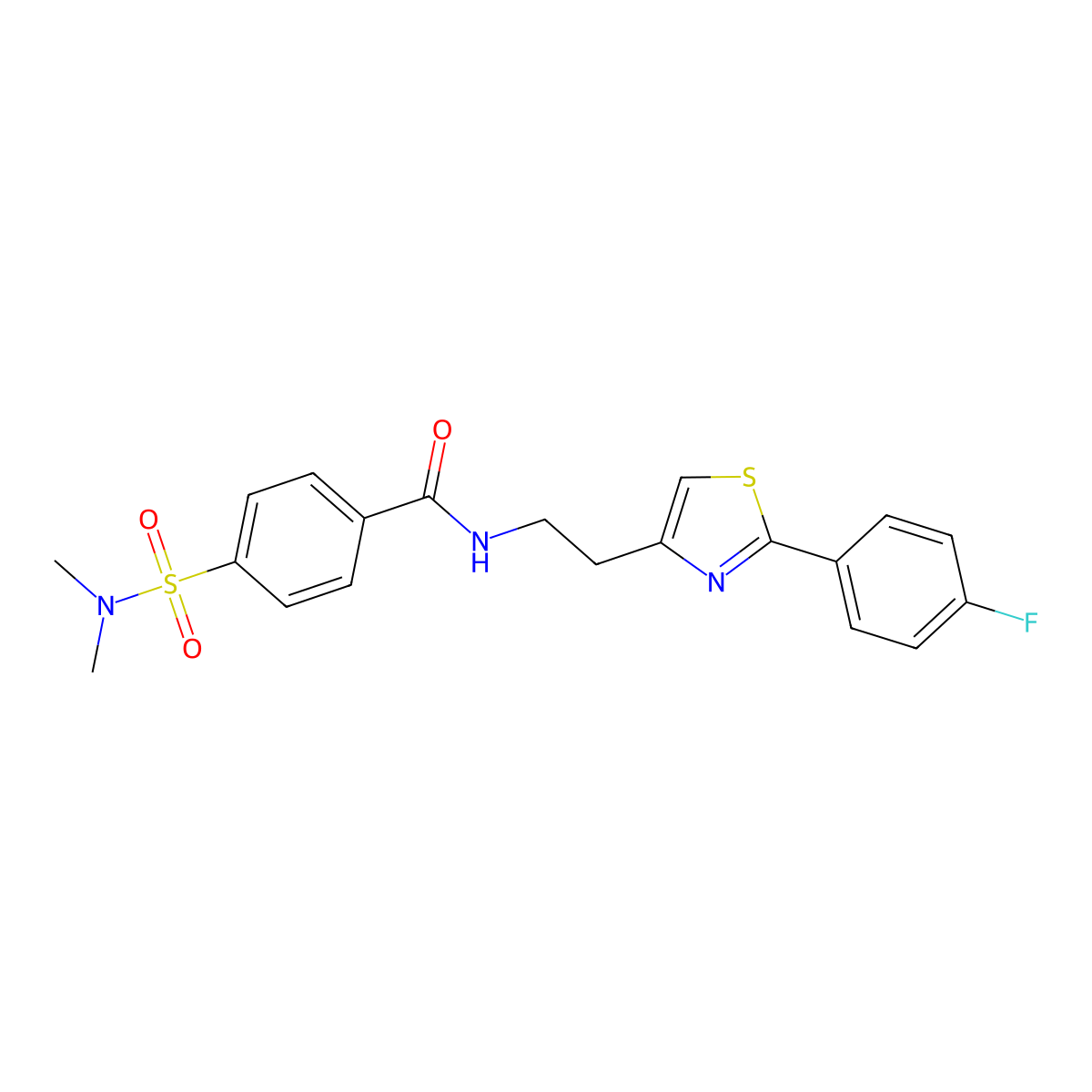 4-(N,N-dimethylsulfamoyl)-N-(2-(2-(4-fluorophenyl)thiazol-4-yl)ethyl)benzamide molecular structure, CAS 1208642-16-3