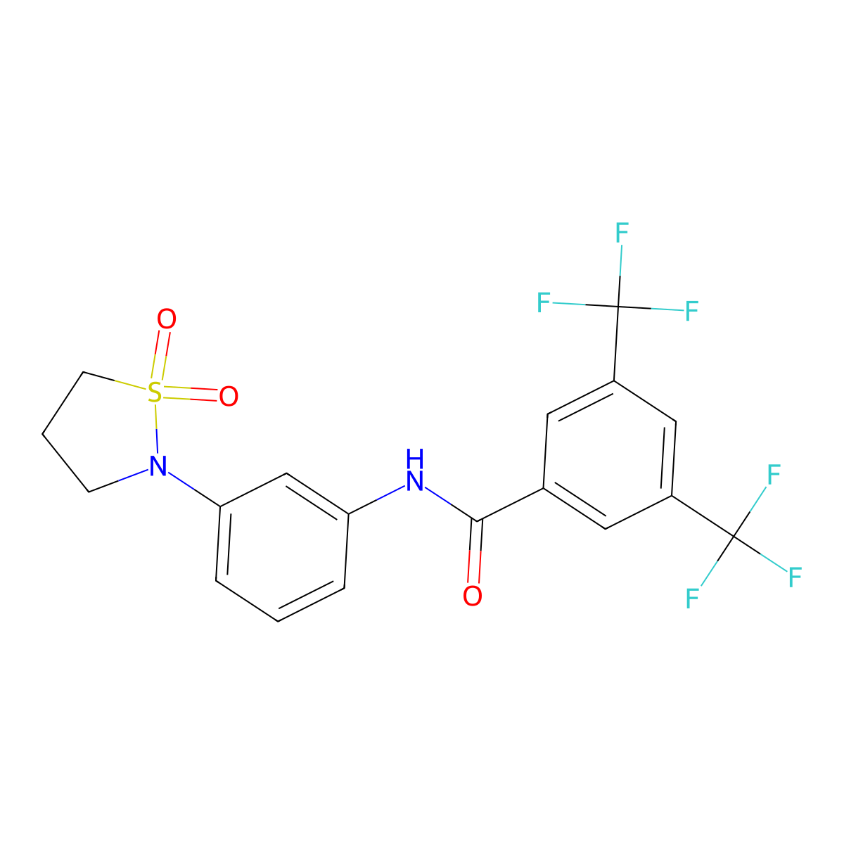N-(3-(1,1-dioxidoisothiazolidin-2-yl)phenyl)-3,5-bis(trifluoromethyl)benzamide molecular structure, CAS 1208644-35-2
