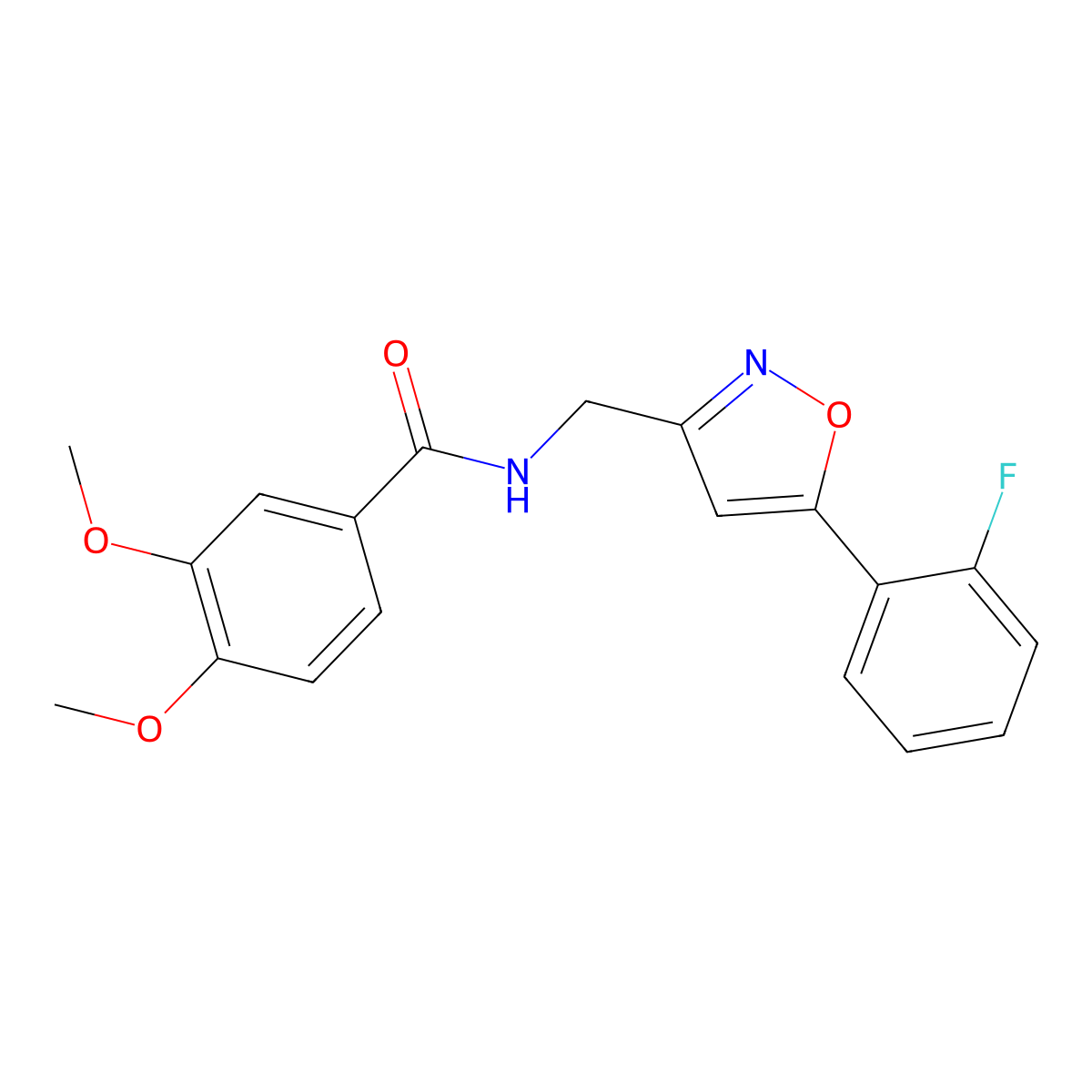 N-((5-(2-fluorophenyl)isoxazol-3-yl)methyl)-3,4-dimethoxybenzamide molecular structure, CAS 1208645-00-4