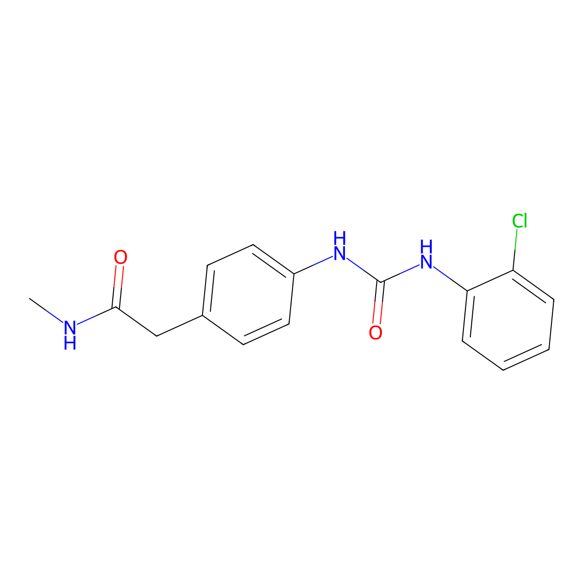 2-(4-(3-(2-chlorophenyl)ureido)phenyl)-N-methylacetamide molecular structure, CAS 1208647-36-2