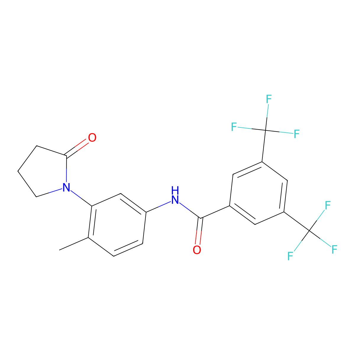 N-[4-methyl-3-(2-oxopyrrolidin-1-yl)phenyl]-3,5-bis(trifluoromethyl)benzamide molecular structure, CAS 1208650-61-6