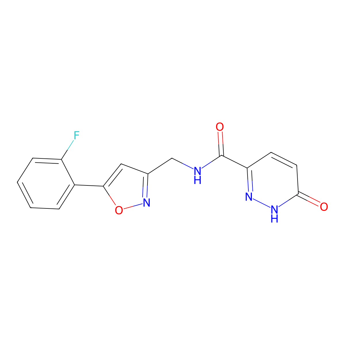 N-((5-(2-fluorophenyl)isoxazol-3-yl)methyl)-6-oxo-1,6-dihydropyridazine-3-carboxamide molecular structure, CAS 1208650-99-0