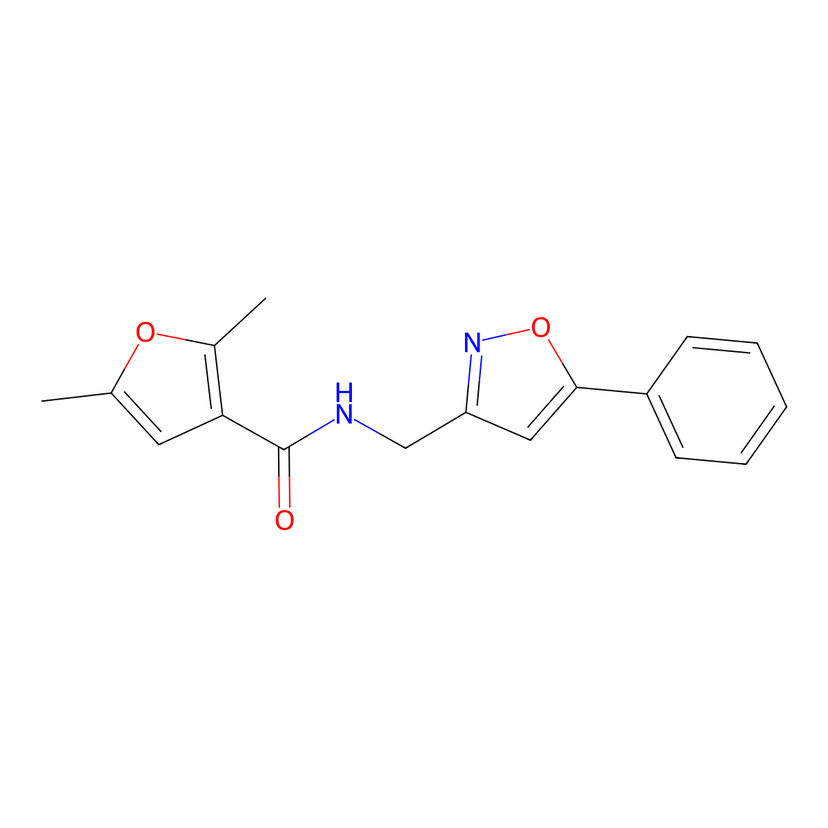 2,5-dimethyl-N-((5-phenylisoxazol-3-yl)methyl)furan-3-carboxamide molecular structure, CAS 1208654-02-7