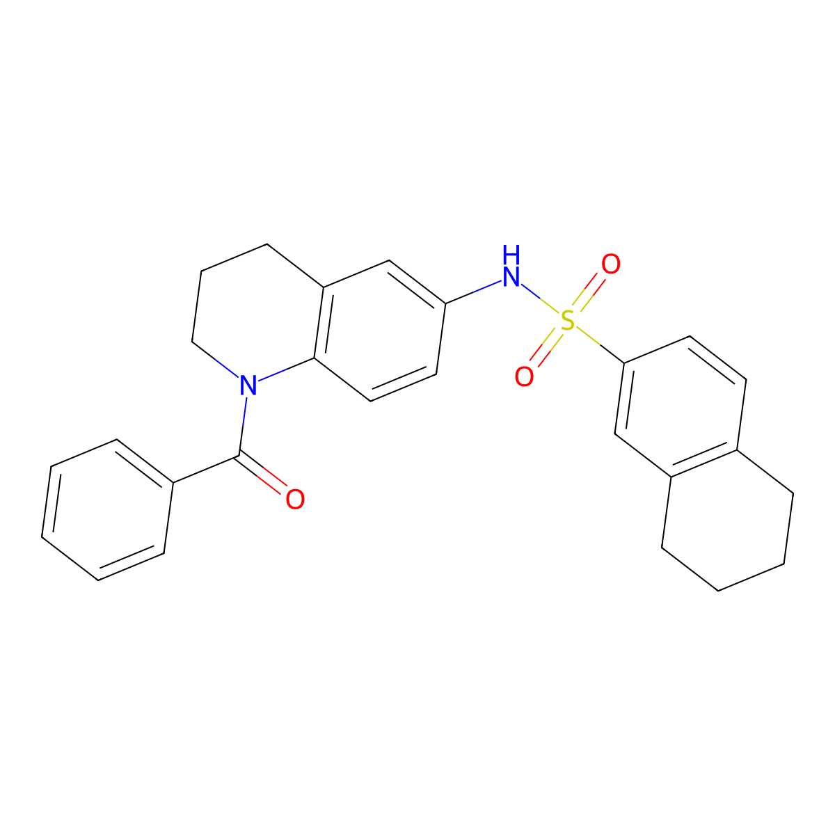 N-(1-benzoyl-1,2,3,4-tetrahydroquinolin-6-yl)-5,6,7,8-tetrahydronaphthalene-2-sulfonamide molecular structure, CAS 1208661-80-6