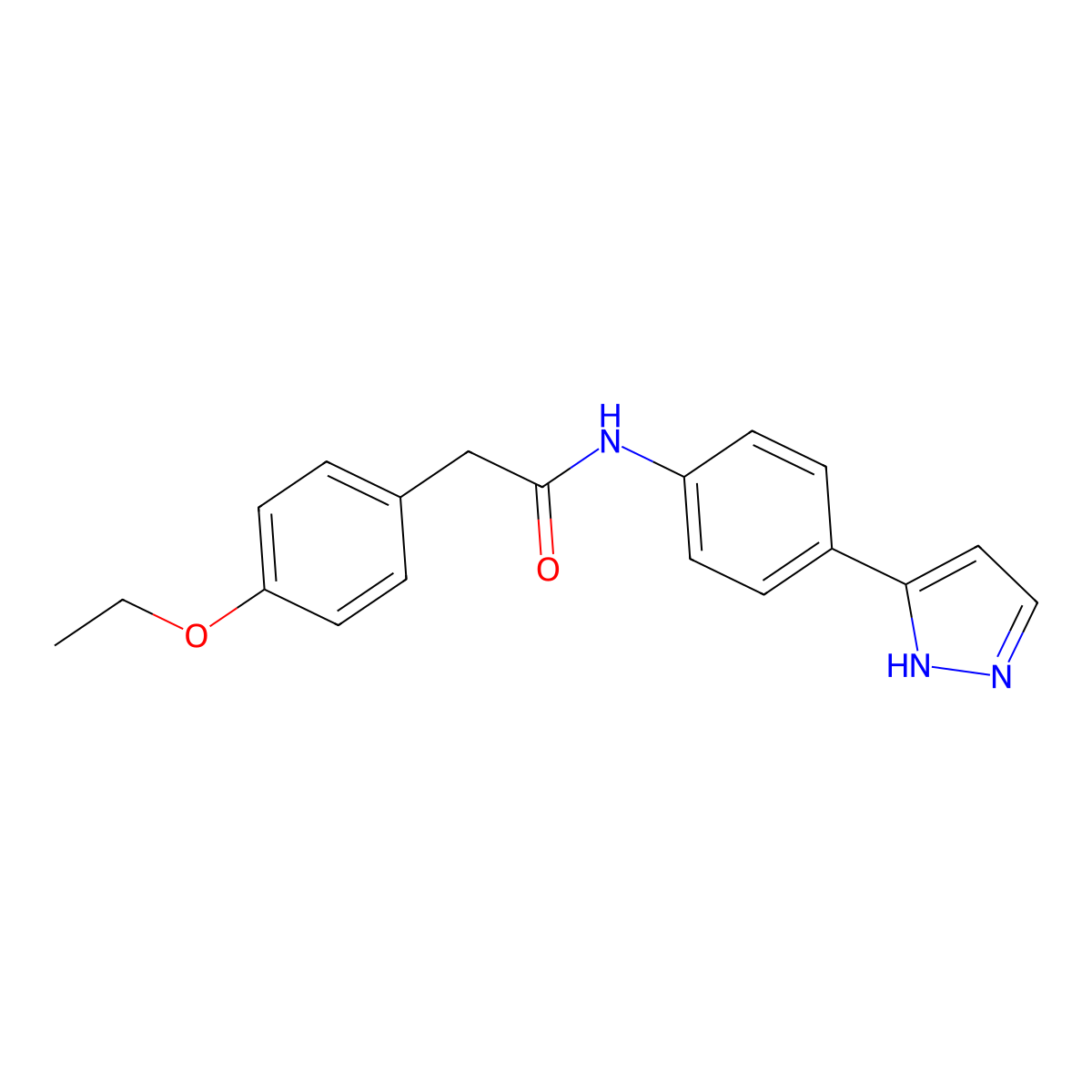 2-(4-ethoxyphenyl)-N-[4-(1H-pyrazol-3-yl)phenyl]acetamide molecular structure, CAS 1208661-89-5