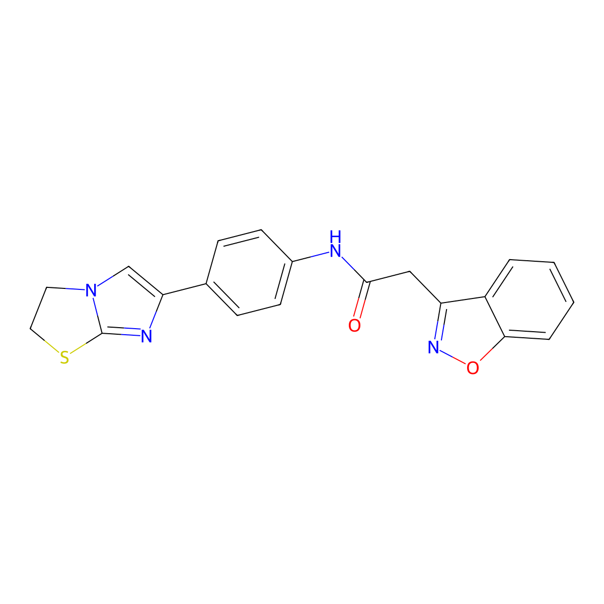 2-(benzo[d]isoxazol-3-yl)-N-(4-(2,3-dihydroimidazo[2,1-b]thiazol-6-yl)phenyl)acetamide molecular structure, CAS 1208665-06-8