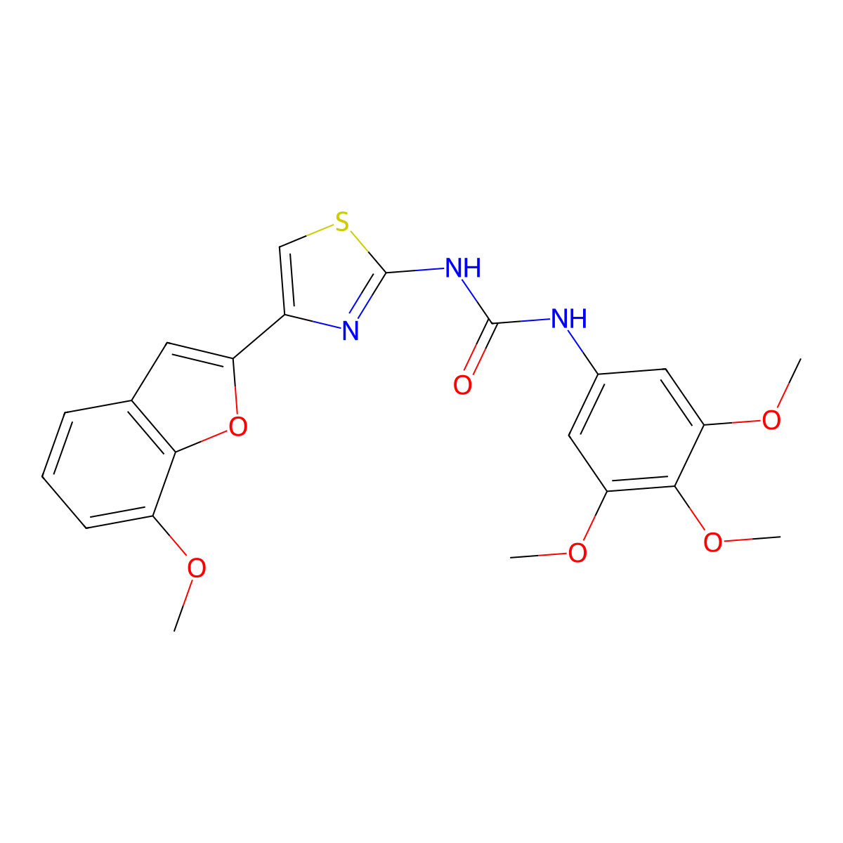 1-(4-(7-Methoxybenzofuran-2-yl)thiazol-2-yl)-3-(3,4,5-trimethoxyphenyl)urea molecular structure, CAS 1208668-00-1